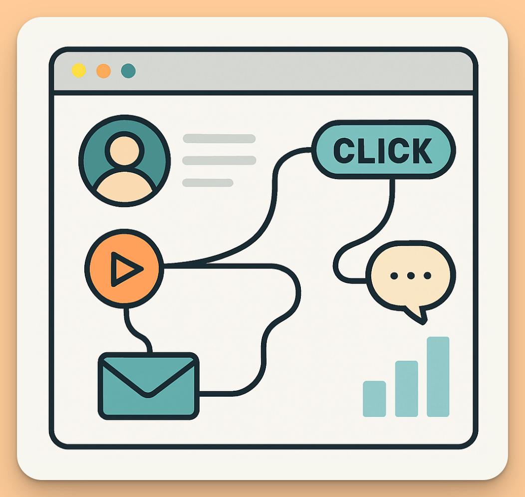 A clean, approachable image showing a stylized dashboard. It visualizes connections between different user actions, making the concept of 'digital body language' feel tangible and easy to understand.